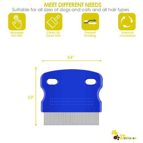 5 Pack Flea Lice Comb, Stainless Steel Dog Cat Grooming Combs with Rounded Teeth, Professional Pet Tear Stain Remover, Dematting Tool for Small, Medium & Large Pets - view 2