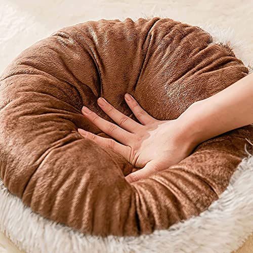 LIEMUAO Cat Beds for Indoor Cats Round Donut Cave Hooded Pet Bed Soft Cat Sleeping Enclosed House Machine Washable Pet Igloo Tent for Small Dogs, Puppy, Rabbit (L(19.7"x19.7"x3.1"), Grey) - view 5