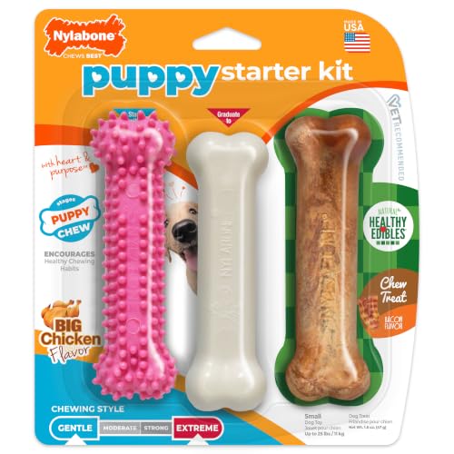New Puppy Starter Kit, Puppy Teething Toys, 3 Pack, Pink