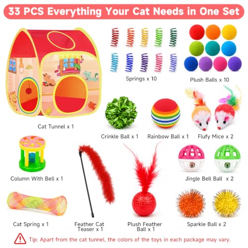33PCS Cat Toys Variety Pack for Indoor Cats, Kitten Toys Cat Tunnel - view 2