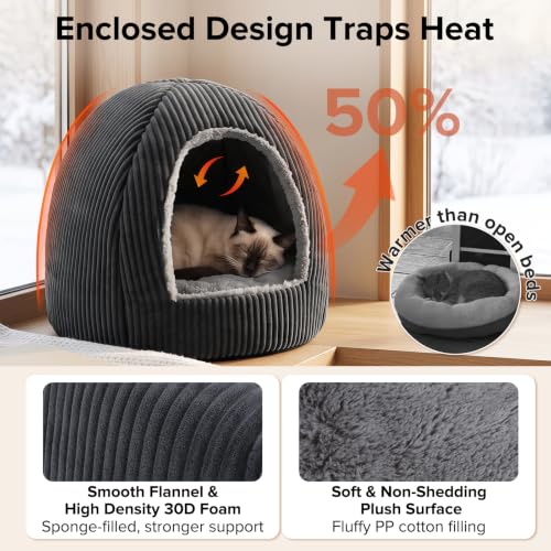 2-in-1 Cat Beds for Indoor Cats Cave Enclosed Bed with Washable Pillow - view 5
