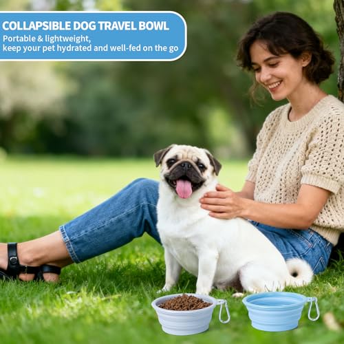 Collapsible Dog Bowl Silicone, 2Pack Macaron Color Pet Travel Bowls - view 2