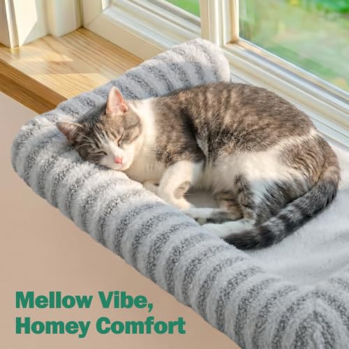 Mellow 3-Sided Cat Perch for Windowsill, Dual-Mount (Gray, L) - view 2