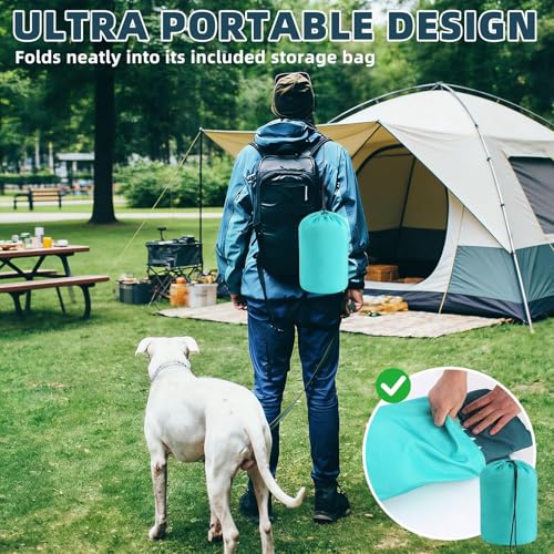 Reversible Outdoor Travel Dog Bed Waterproof, Camping Essentials with Carry Bag, Portable & Foldable Pet Pad Crate Kennel Mat for Large Medium Small Dogs, Travel Accessories, 43”x26” Blue - view 5