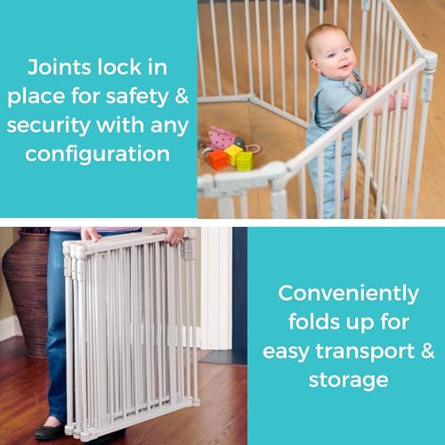 3 In 1 Metal Superyard Baby Play Yard: 6 Panel Playpen, Safety Gate, or Extra Wide Baby Fence - Encloses Up to 10 Square Feet - 30 Inches Tall - Taupe - view 5