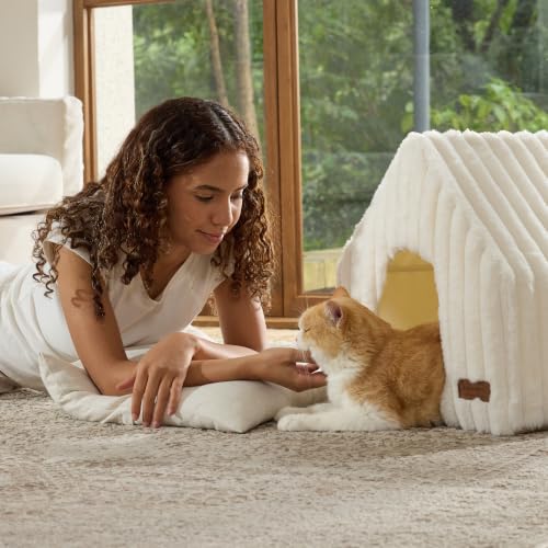 Cat Bed Cave, Enclosed Washable Covered Dog Bed with Support Frame - view 4