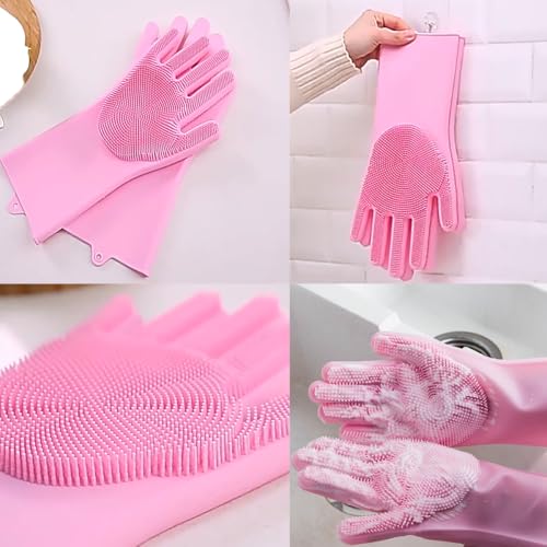 8PCS Dog Bath Supplies Set，Dog Washing Gloves，Shampoo Brush, Shedding Slicker Brush，Complete Pet Grooming Kit for Dog&Cat and Small Animal Grooming(8PCS-Bath-Pink) - view 3