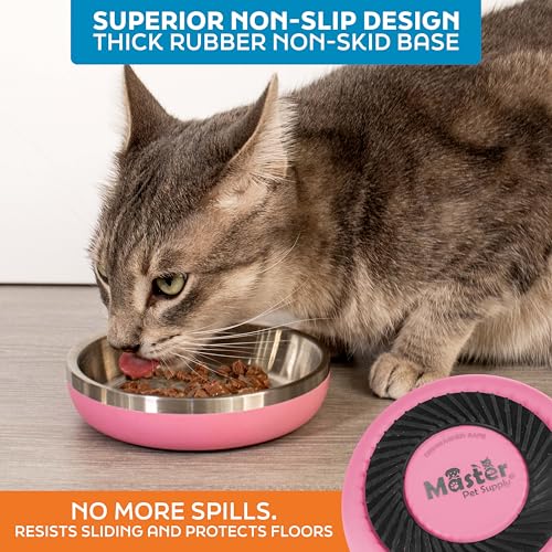 Stainless Steel Cat Bowls 9 oz Heavy Duty Hyper Pink - view 4