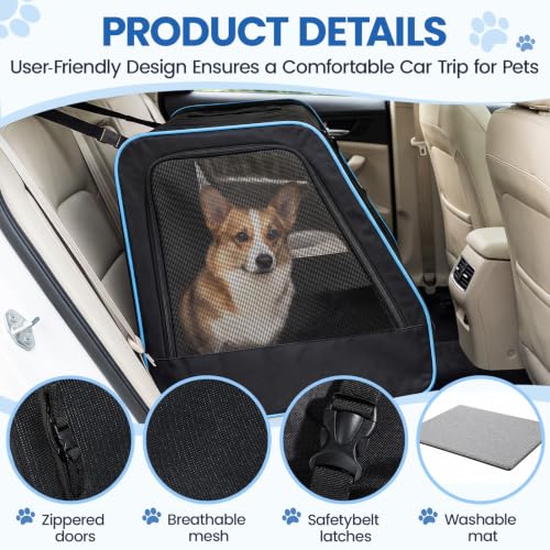 Dog Car Seat, Enclosed Carrier for Pets Travel Safety Dog Crate Soft-Sided Covered Car Kennel Carrier - view 3