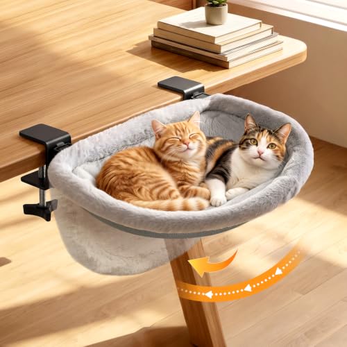 Foldable Large Cat Desk Bed, Hanging Cats Bed with Dual Clamps