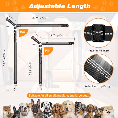 Dog Seat Belt for Car, Headrest Restraint Reflective Bungee, 1 Pack - view 2