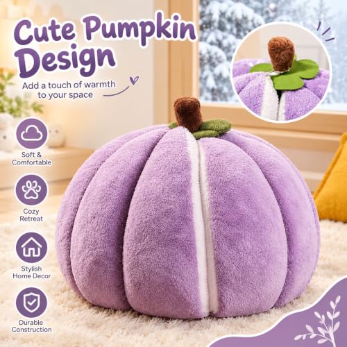 Mangosteen Cat Cave Bed, Convertible Hooded Pet Nest for Large Cats, Indoor - view 5