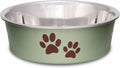 Bella Dog Bowls- Stainless Steel Dog & Cat Bowls - Spill Proof Dog Food Bowl, Cat Bowl, Puppy Essentials & Pet Supplies Great for Home & Travel (Small 10-20 lbs, Artichoke)