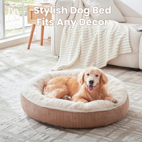 36 inches Calming Donut Dog Bed for Large Dogs,Brown - view 4