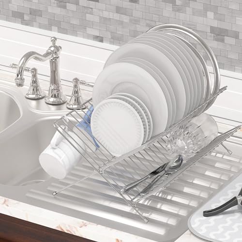 Collapsible Dish Drying Rack, Chrome - view 3