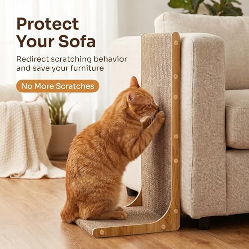 3-Pack Cardboard Cat Scratcher for Indoor Cats, 23 Inch L Shaped Vertical Cat Scratching Post, Cat Scratching Board for Wall and Couch, Large - view 2
