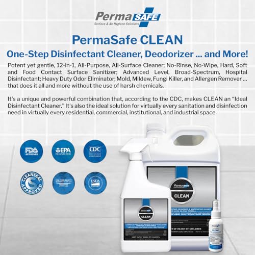 PermaSafe CLEAN 1-Step Disinfectant, Deodorizer & All-Purpose Cleaner Virtual Bundle (32oz Spray + 1 Gallon Refill) | Multi-Surface Sanitizer for Hard, Soft & Food Contact Surfaces - view 4