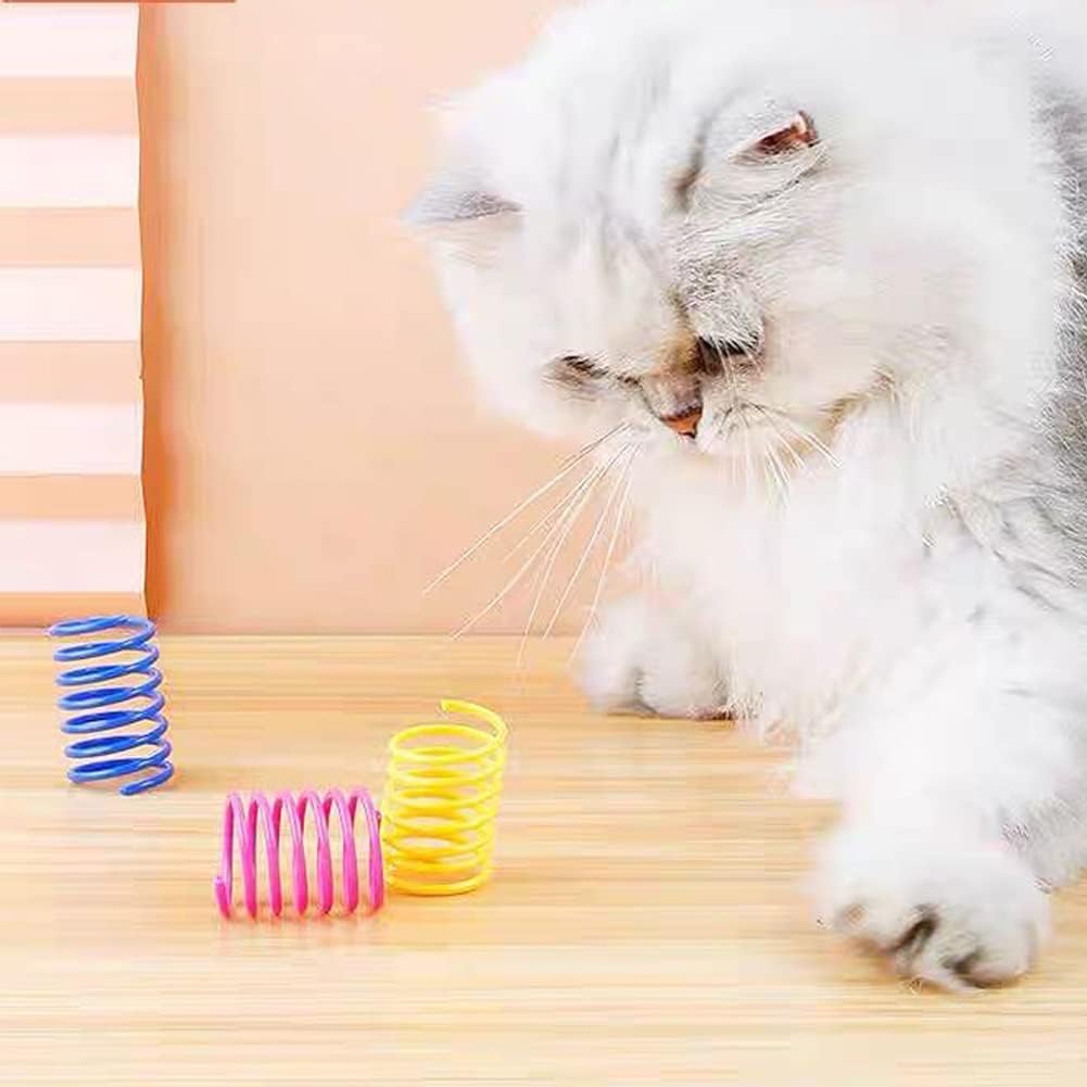 Cat Spring Toy (100 Pack), Interactive Cat Exercise Toy for Indoor Cats, Multi-colored Plastic Coil for Kittens to Swat, Bite, Hunt - view 4