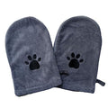 Microfiber Pet Towel Mitts - Paw Cleaning and Drying Mitts/Gloves for Dogs and Cats (Gray, Large - 2 Pack)