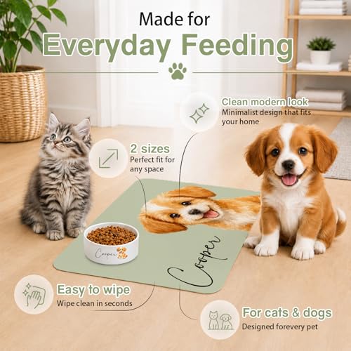 Personalized Pet Food Mat & Dog Bowl, Custom Name Dog Mat for Food & Water - view 2