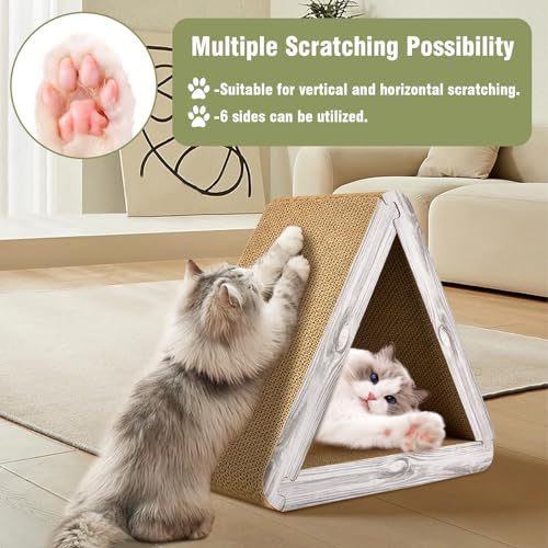 Foldable Cat Scratching Board Triangle Scratcher Cardboard Cat Scratch Pad 6 Usable Sides Cats Scratcher for Indoor Cats Scratching Post - view 7