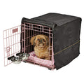 Pink Fashion iCrate Starter Kit, 24-inch Dog Crate Bundle for Small Dogs, Includes Crate, Pet Bed, 2 Bowls and Privacy Cover