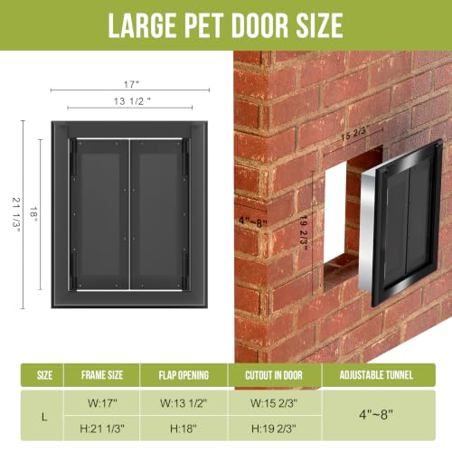 Large Dog Door for Wall,French Style, Heavy Duty Aluminum Frame - view 2