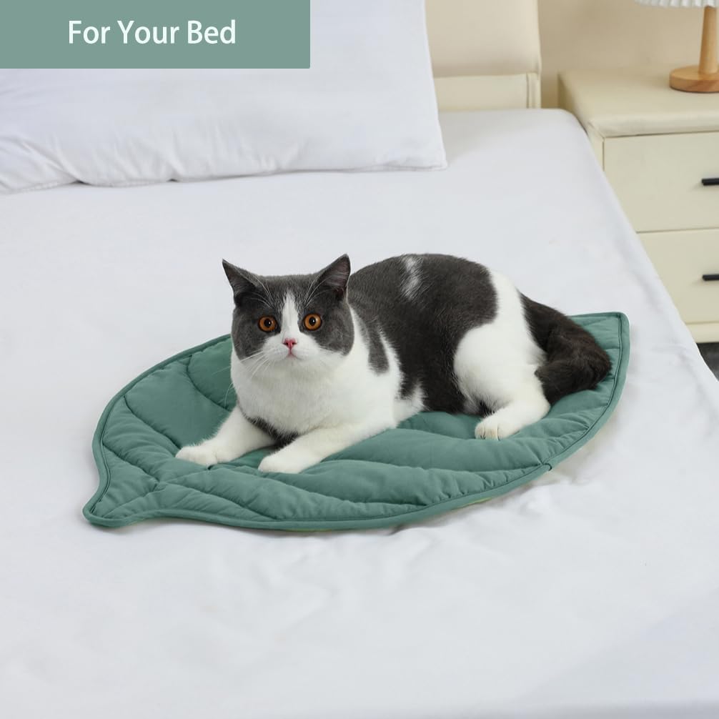 30 X 20 Inch Leaf Shaped Cotton Cat Bed Pad, Warming Cat Mat, Pet Warming Pad for Cats, Warmer Mat for Feral and Indoor Cats, 2025 Enlarged and Thickened Leaf Beds - view 7