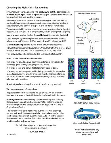 Lupine Dog Collar 1" Wide El Paso Design adjusts 12-20" Long - view 3