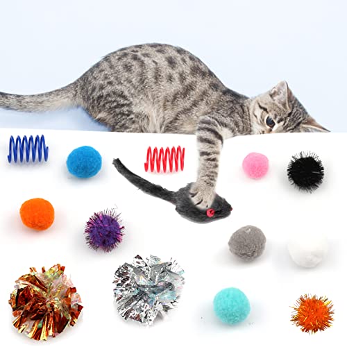 60 Pack Cat Toys - Assorted Kitten, Mouse, Crinkle & Pom Pom Balls - view 4