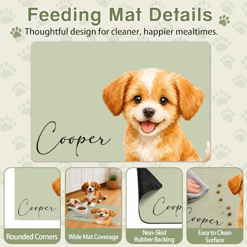 Personalized Pet Food Mat & Dog Bowl, Custom Name Dog Mat for Food & Water - view 5