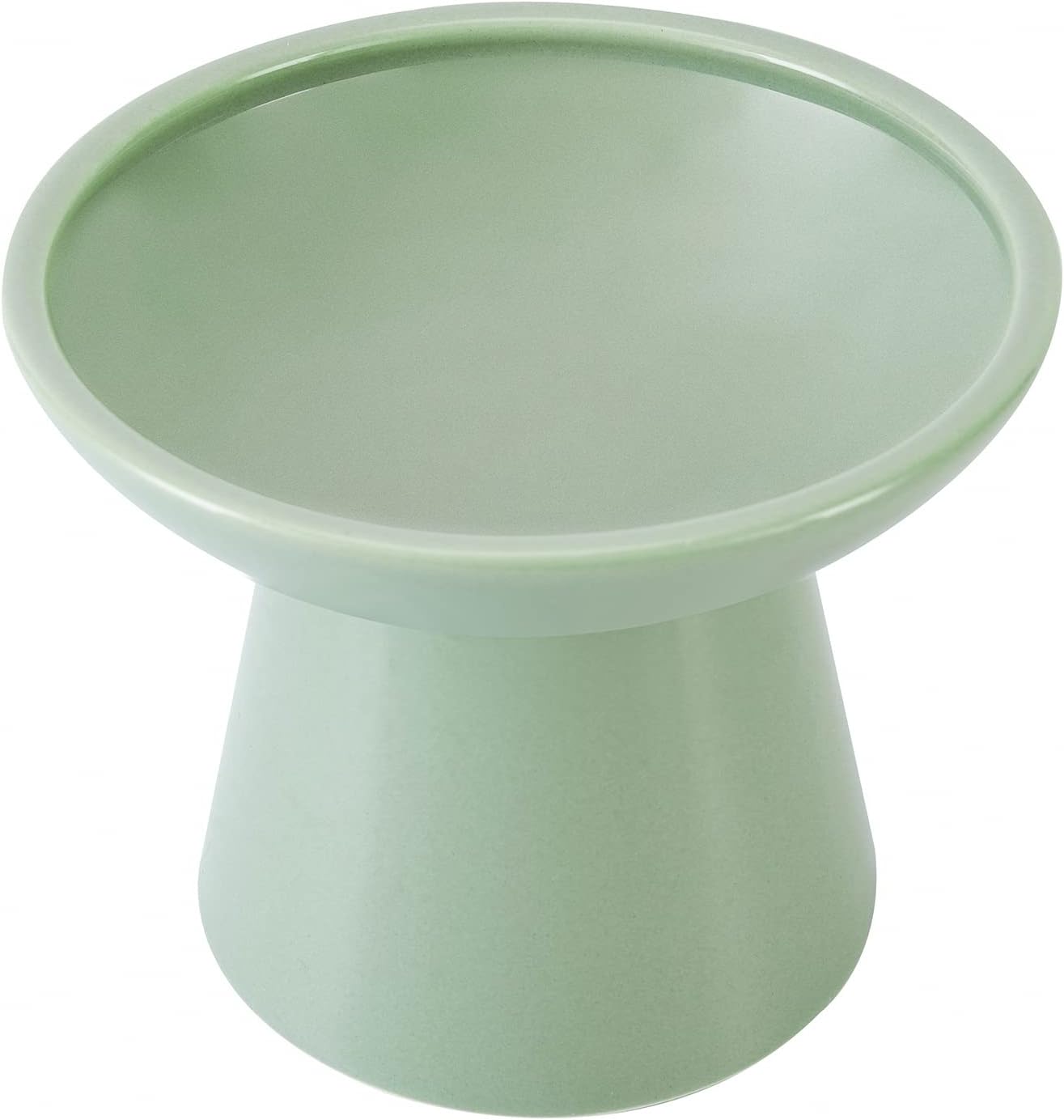 Extra Wide Elevated Ceramic 6.2" Shallow Cat Food Bowl | Cat Dish for Whisker Fatigue Relief, 5" Height for Easy Feeding, Lead & Cadmium Free, Durable Raised Cat Bowl, Sage Green - view 8