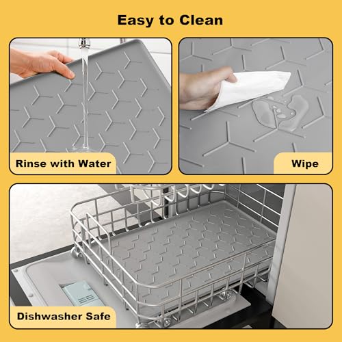 Silicone Dog Cat Food Bowl Mat, Waterproof Raised Edge, 24'' x 16'' - view 6