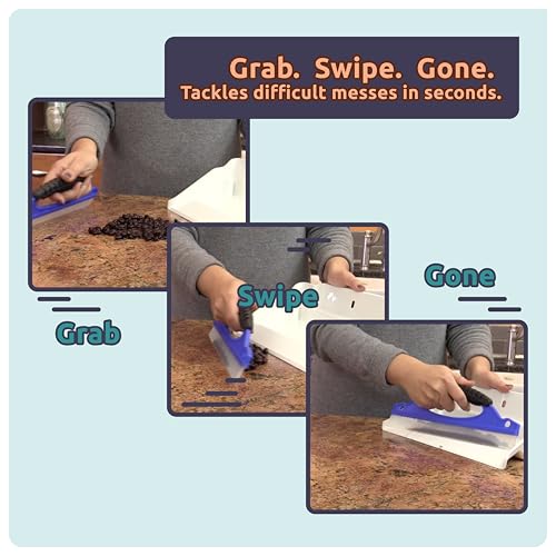 Mess Ranger | Patented Wet/Dry Cleanup Tool with Ramp & Reservoir | Captures 12oz of Liquid Spills & Pet Messes | Squeegee & Dustpan Set for Kitchen or Shop | Replace Paper Towels (White) - view 3