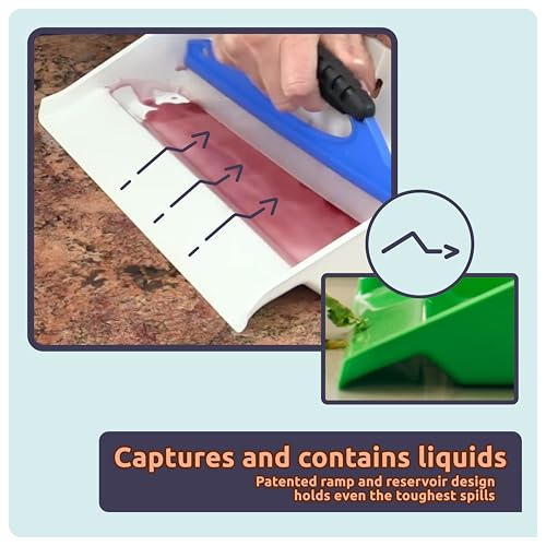 Mess Ranger | Patented Wet/Dry Cleanup Tool with Ramp & Reservoir | Captures 12oz of Liquid Spills & Pet Messes | Squeegee & Dustpan Set for Kitchen or Shop | Replace Paper Towels (White) - view 5
