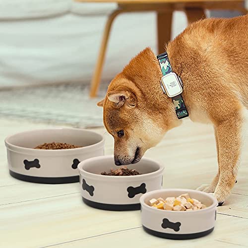 Sweejar Ceramic Dog Bowls with Bone Pattern, Dog Food Dish for Small Dogs, Porcelain Pet Bowl for Water 16 Fl Oz (Beige) - view 3