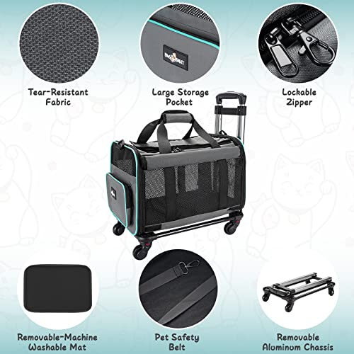 Pet Carrier with Wheels, Durable Airline Approved Cat Crate, Foldable Rolling Dog Carrier, Rolling Bag for Cat &Dog, Use for Travel, Outdoor, Vet Visits, Camping, Indoor. - view 4