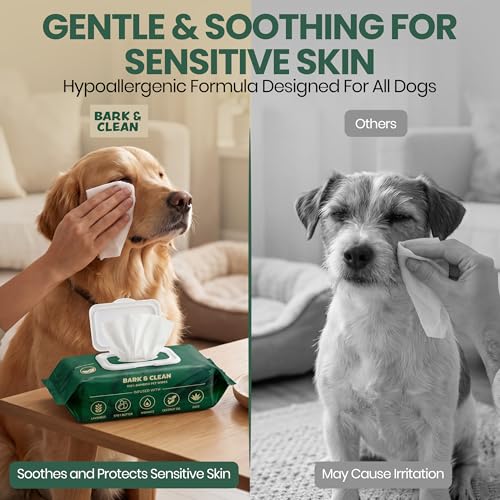 Bamboo Dog Wipes for Cleaning & Deodorizing - 8.5" x 9" 110 Compostable Hypoallergenic Pet Wipes for Dogs - Paws, Butt & Body - Puppy Face, Ear & Eye Cloths - Pet Supplies - view 5
