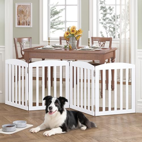 Wooden Freestanding Foldable Dog Gate, 96" Extra Wide 28" Tall - view 2