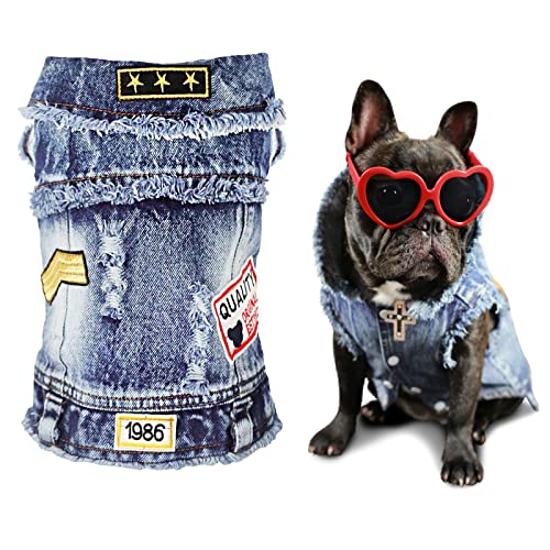 Pet Clothes Dog Jean Jacket Puppy Denim Lapel Vest Tank Top Apparel
