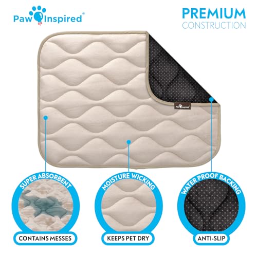 Washable Padded Crate Mats for Dogs | 23” x 17” Pad, Fits 24-inch Kennels | Leakproof, Waterproof Bottom, Plush Pet Beds (Tan) - view 5