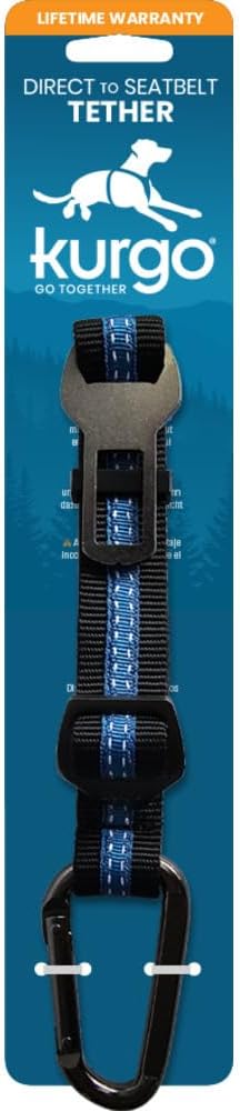Direct to Seatbelt Tether, Coastal Blue | Car Tether for Dogs, Clips Directly to Seatbelt, Prevents Distracted Driving, Adjustable Length, Universal Fit-Excludes Volvo - view 5