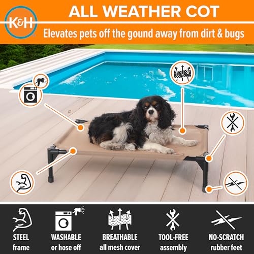 K&H Outdoor Elevated Dog Bed for Small & Medium Pets, Tan, Medium 32x25in - view 3
