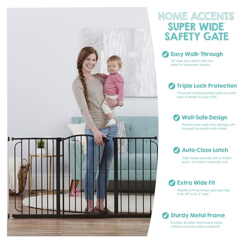 Safety 30.5"-58" Extra Wide Baby Gate, Bottom of Stairs & Doorways - view 4