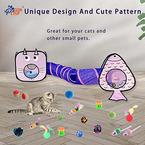 GONPET Set for Indoor Cats: 23 PCS Kitten Toys, Incl. Collapsible Pet Tunnel, Interactive Cat Teaser Wand & Balls - view 3