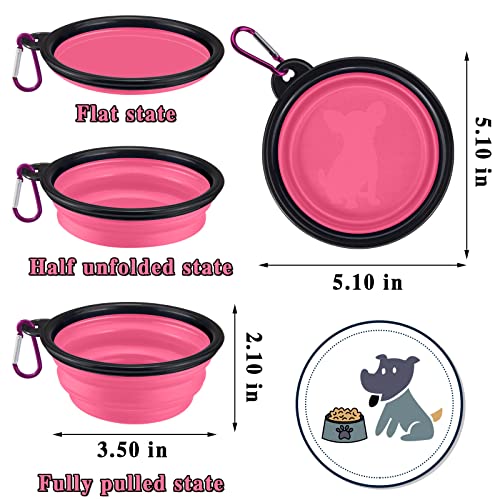 4 Pack Collapsible Dog Bowl Portable Foldable Travel Pets Bowls Cats Water Feeding Food Bowls Silicone Expandable Cup Dish Puppies for Walking Camping Outdoors with Carabiner Clip - view 2