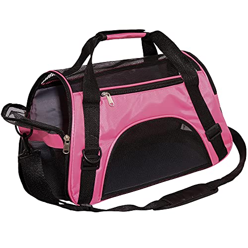 Cat Carrier for Cats Soft-Sided Travel Pat Carrier for Cat with Wooden Padding Board Airline Approved Lightweight Comfortable Cat Bag for Puppy Small Pets (Small, Pink) - view 5