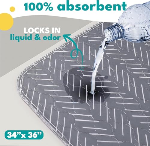 Large Washable Pee Pads for Dogs | Reusable, Waterproof & Ultra Absorbent Puppy Pads | Dog Pee Pads, Anti-Slip, Leakproof & Quick Dry Pet Training Mat | Whelping Pad, Puppy Mat & Crate Pad - view 2