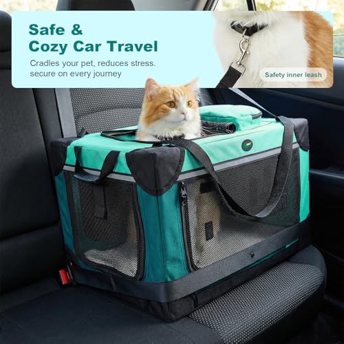 Collapsible Travel Pet Crate for Cat Doggie, 24x16x16 inches, Green - view 4