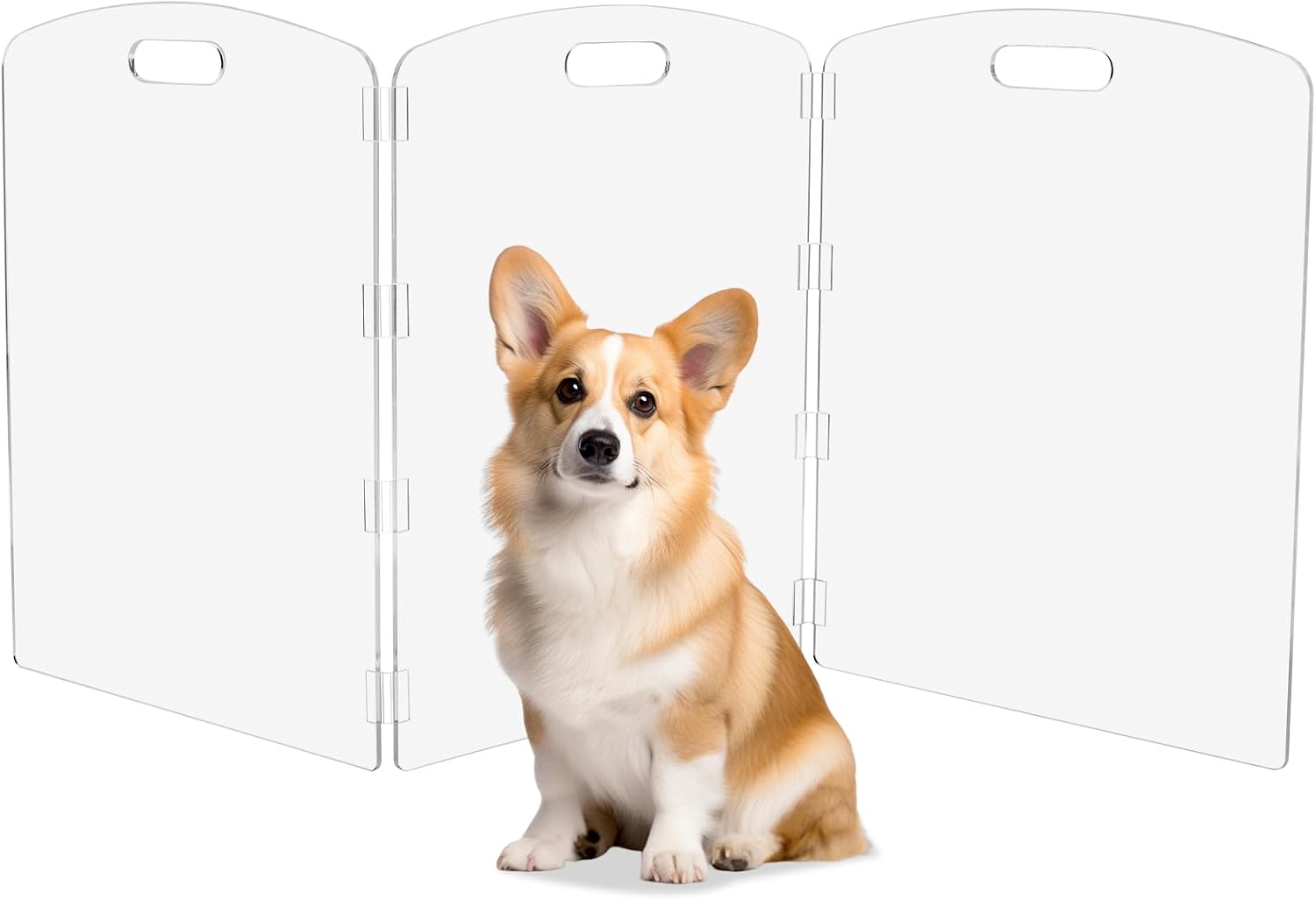 Modern Frame Clear Acrylic Freestanding Dog Gate - 32" Tall Folding 3-Panel Pet Barrier for Doorways, Stairs & Large Openings, Indoor Fence for Small to Large Dogs & Cats - view 4